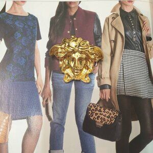 Gold Metal Medusa Pin Brooch Women Fashion Classic Formal Casual Jewelry Gift